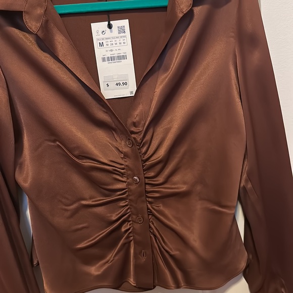 Zara ruched satin blouse - Picture 2 of 2